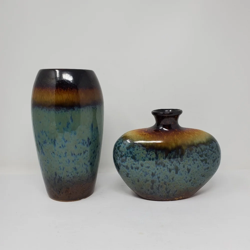 Ceramic glazed pottery set of 2 ombre med